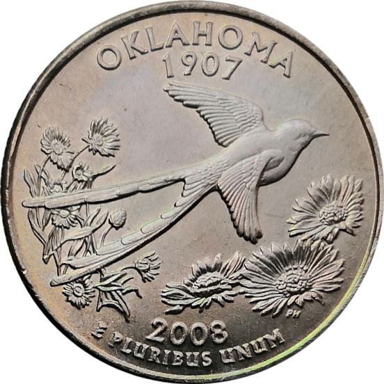США 25 центов 2008 46-й штат Оклахома