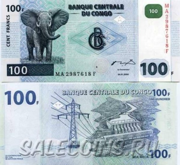 Банкнота ДР Конго 100 франков 2013