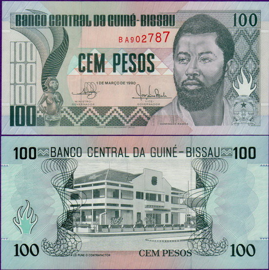Банкнота Гвинея-Бисау 100 песо 1990 год